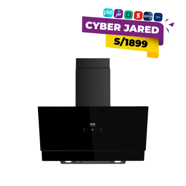 Campana extractora Sole TURE81COV2 negra con extracción potente, iluminación LED y diseño moderno