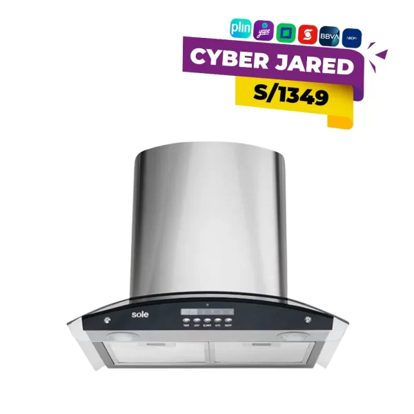 Campana extractora Sole TURE82CO plateado con extracción potente, iluminación LED y diseño moderno