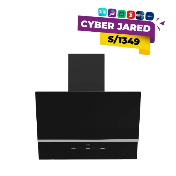 Campana extractora Sole TURE99CO negra con extracción potente, iluminación LED y diseño moderno