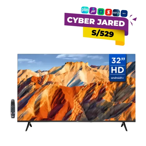 Televisor BGH Smart TV B3224K5AIP de 32 pulgadas, con pantalla 4K Ultra HD y diseño con bordes delgados.