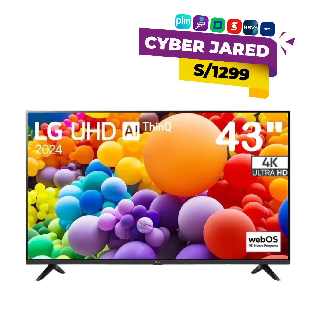Televisor LG LED Smart TV 43UT7300PSA de 43 pulgadas, con resolución 4K UHD y diseño moderno de bordes delgados. Televisor LG LED Smart TV 43UT7300PSA de 43 pulgadas, con resolución 4K UHD y diseño moderno de bordes delgados.