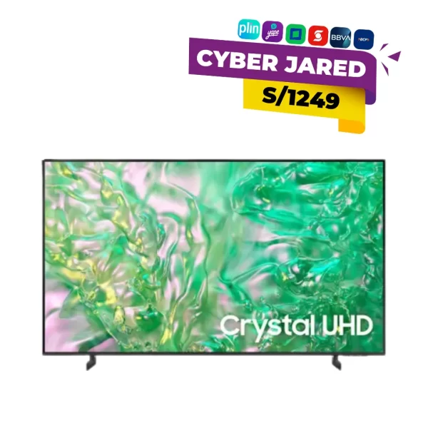 Televisor Samsung Smart TV 55DU7000 de 55 pulgadas, con pantalla Crystal UHD 4K, diseño delgado y biseles reducidos.