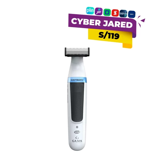 Trimmer inalámbrico GAMA G-Blade, color negro o gris, con cuchilla de alta precisión, diseño ergonómico y puerto de carga USB.