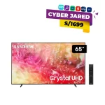 Televisor Smart TV Samsung de 65 pulgadas, modelo UN65DU7000G, con pantalla 4K UHD de color negro y diseño delgado.