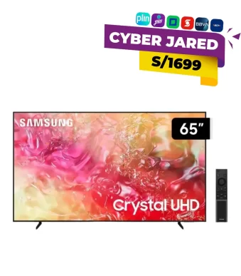 Televisor Smart TV Samsung de 65 pulgadas, modelo UN65DU7000G, con pantalla 4K UHD de color negro y diseño delgado.