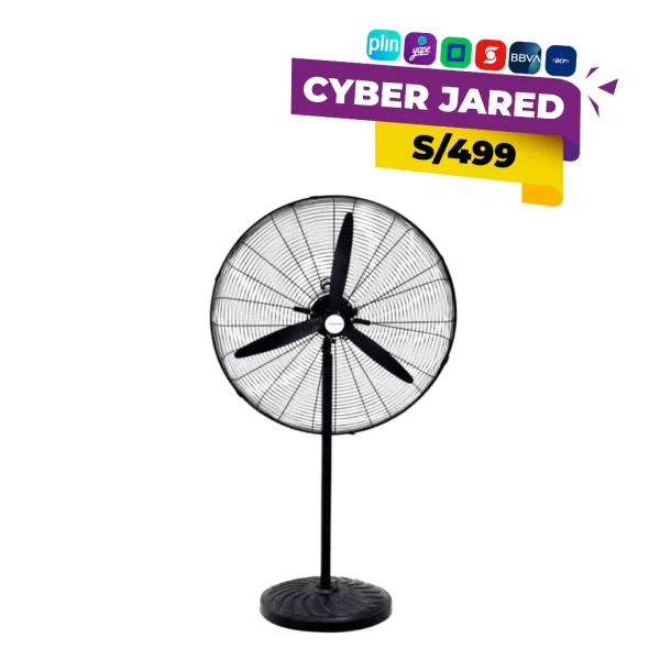 Ventilador de uso industrial Ciclón BL-3002, de 30 pulgadas de diámetro, con rejilla metálica y base de piso/pared.