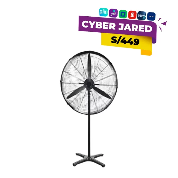 Ventilador industrial Premium de 30 pulgadas, con opción convertible de pedestal o montaje en pared (2 en 1), con rejilla y aspas metálicas.