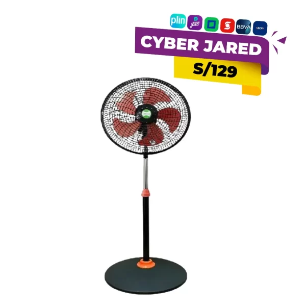 Ventilador eléctrico (de pedestal, piso o mesa) Bossko de 16 pulgadas, con motor de 140W y 3 niveles de velocidad.