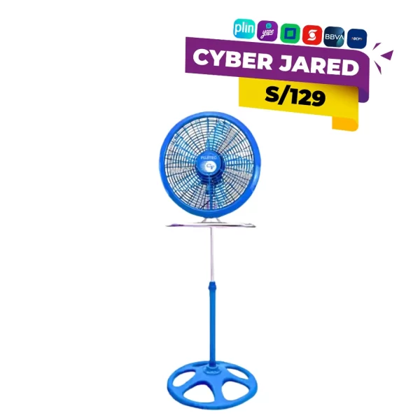 Ventilador eléctrico Fujitec CF-190 de 18 pulgadas, de alta potencia (250W), convertible 3 en 1 y cuerpo de color azul.