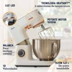 Batidora Planetaria Oster 5.2L Heatsoft FPSTSMPL4W Blanco - Imagen 3
