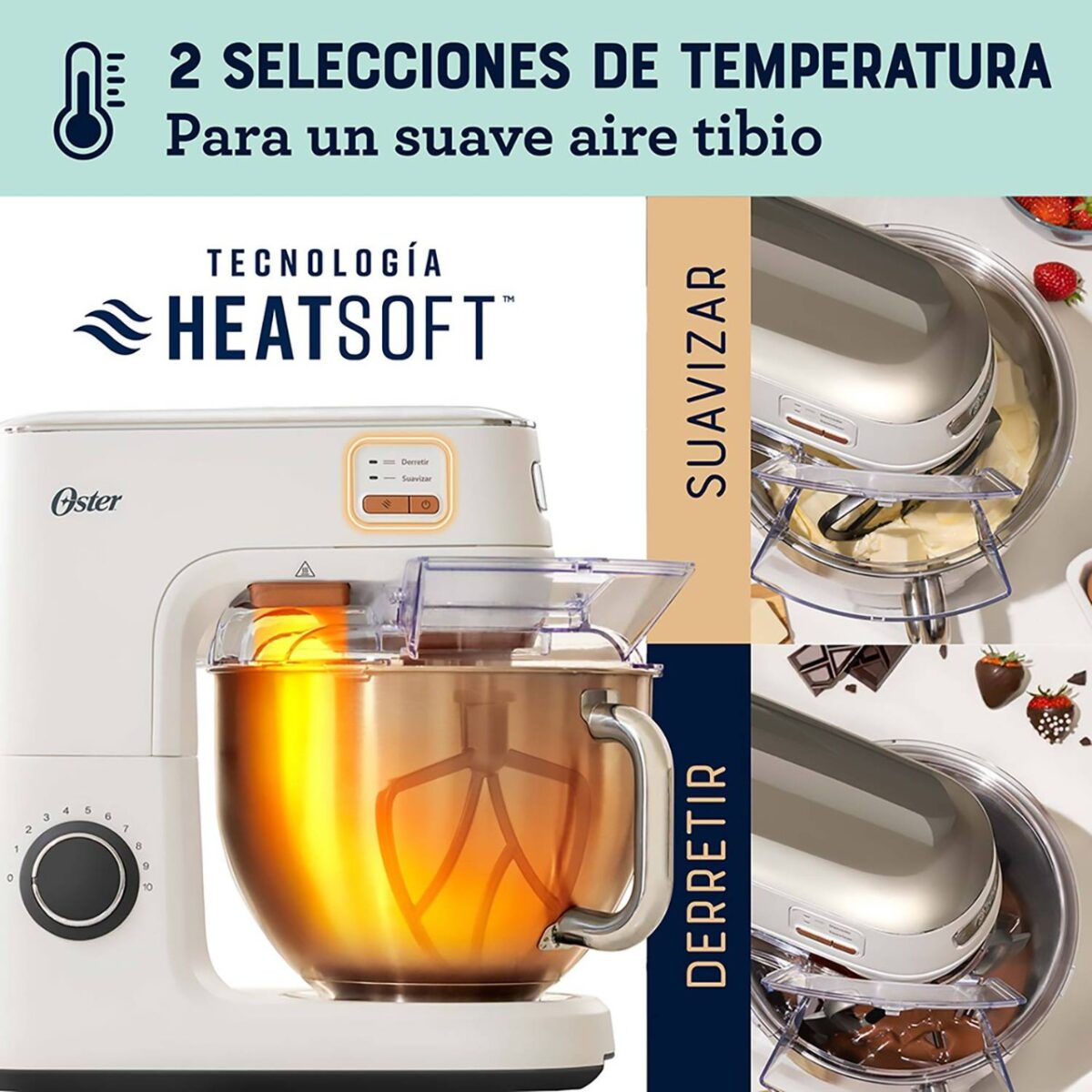 Batidora Planetaria Oster 5.2L Heatsoft FPSTSMPL4W Blanco - Imagen 9