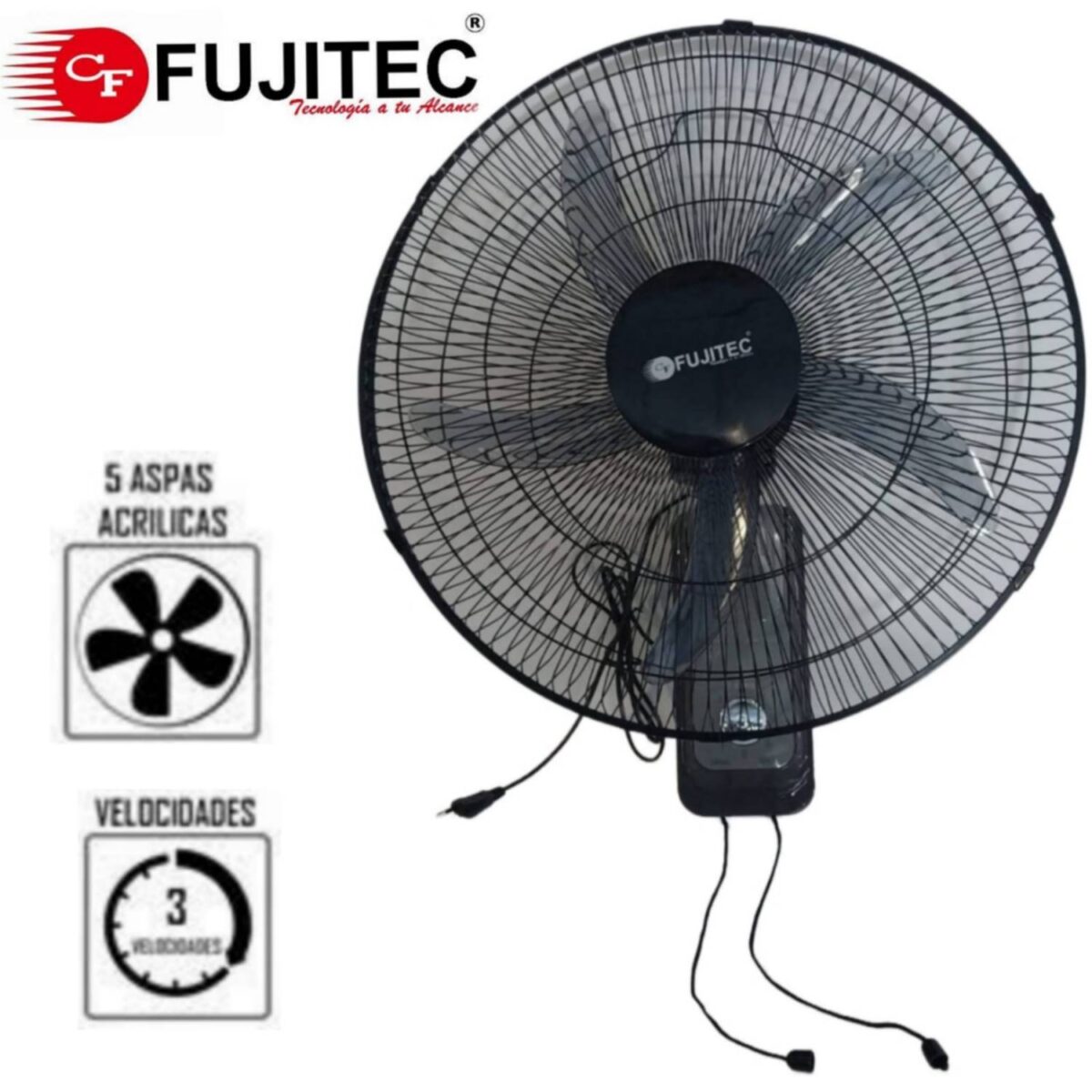 Ventilador de Pared FUJITEC de 18 Pulgadas con 75 W y 3 Velocidades CF-80C - Imagen 2