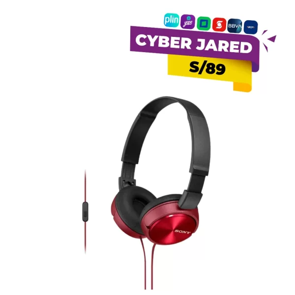 Audífonos SONY con Cable y Micrófono Rojo MDR-ZX310-ROJO