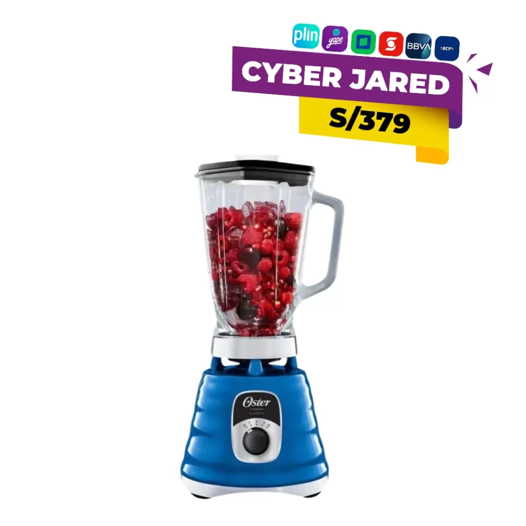Licuadora Oster BLST4134 clásica de 3 velocidades con perilla azul