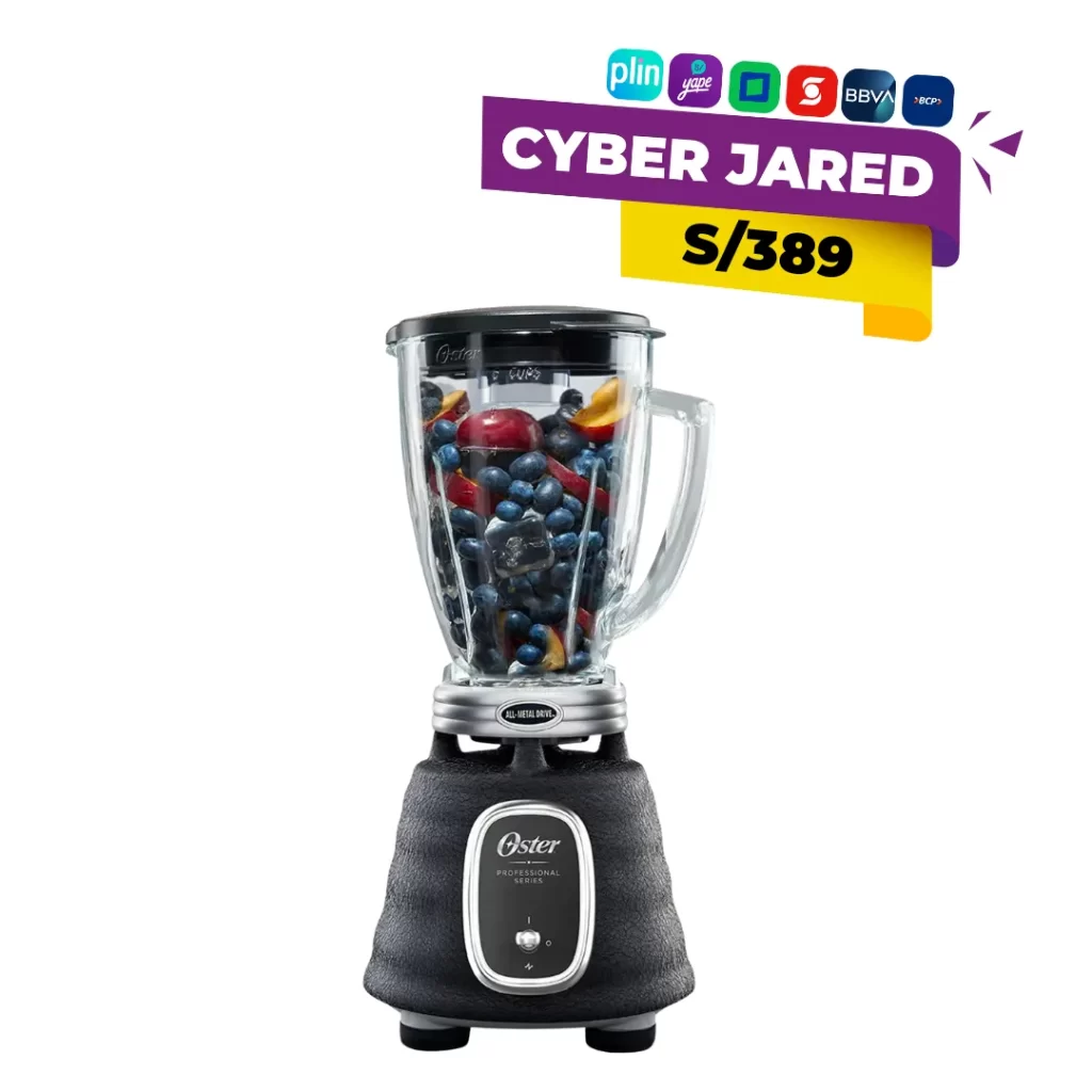 Licuadora OSTER BLSTBPST profesional negra de 1.5 litros con jarra de vidrio y cuchillas de acero inoxidable