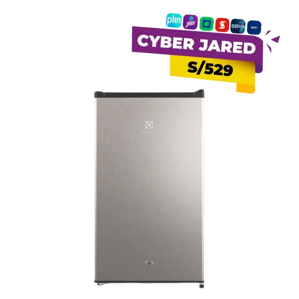 Frigobar Electrolux modelo ERD090G2HWG de 90 litros con acabado en acero inoxidable, diseño compacto y eficiencia energética.