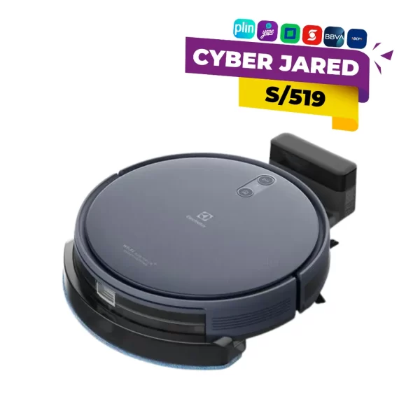 Aspiradora robot Electrolux ERB44 en color azul petróleo, con funciones 4 en 1, conexión Wi-Fi, mapeo inteligente y autonomía de limpieza.