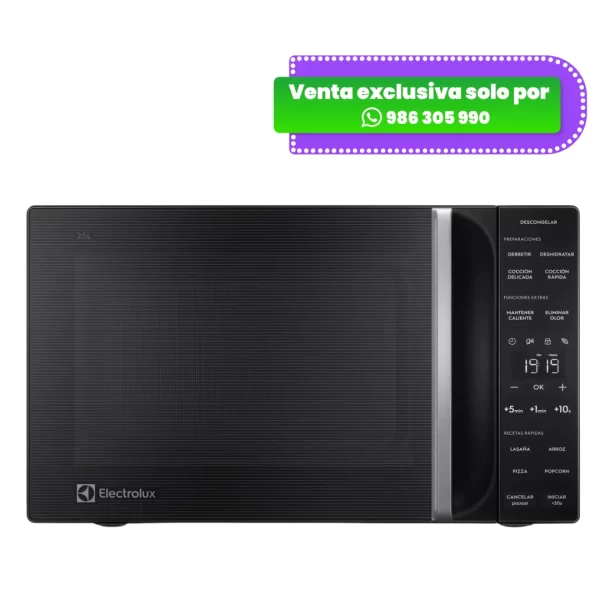 Microondas Electrolux 25 Litros Negro con Funciones Derretir y Elimina Olor (EMDY25S2MXB)