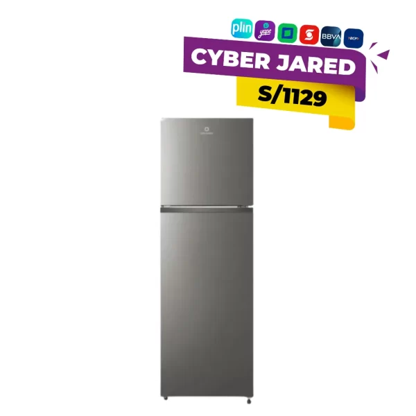 Refrigeradora Indurama modelo RI-389I de 246 litros en acabado croma, con compresor Inverter, sistema No Frost y eficiencia energética clase A.