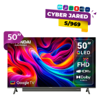 Smart TV Hyundai de 50 pulgadas modelo HYLED5029QFG con tecnología QLED, resolución Full HD, sistema operativo Google TV y sonido Dolby Audio.