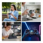 Cooler Ventilador Hoco Gaming RGB con Pantalla Digital de Temperatura para Celular - Negro - Imagen 2