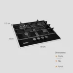 Cocina Encimera Sole de Vidrio Templado a Gas 60cm - SOLCO045V2 - Imagen 4