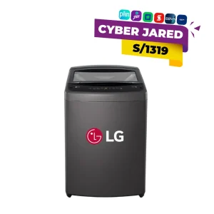 Lavadora LG de carga superior color negro de 19 kg.