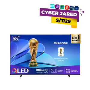 Televisor Smart TV Hisense 55" QLED 4K con Escalador AI y Dolby Vision Atmos (55Q6QV)