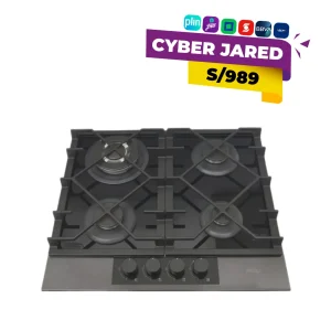 Cocina Empotrable a Gas FDV Signature 60 de Vidrio Templado Negro con 4 Quemadores