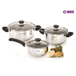 Ollas Record Basic Set Acero Inoxidable 6pz con Tapa/ vidrio