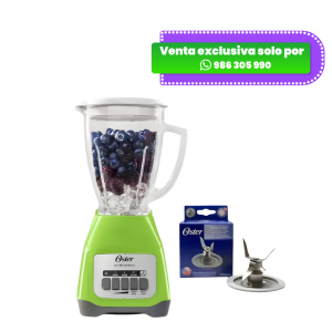 Combo Oster: Licuadora de 2 Velocidades con Vaso de Vidrio + Cuchilla Adicional