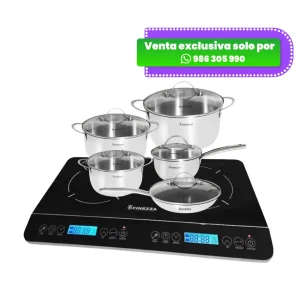 Combo:  Cocina de Inducción de 2 Hornillas + Juego de Ollas de Acero 10 Piezas