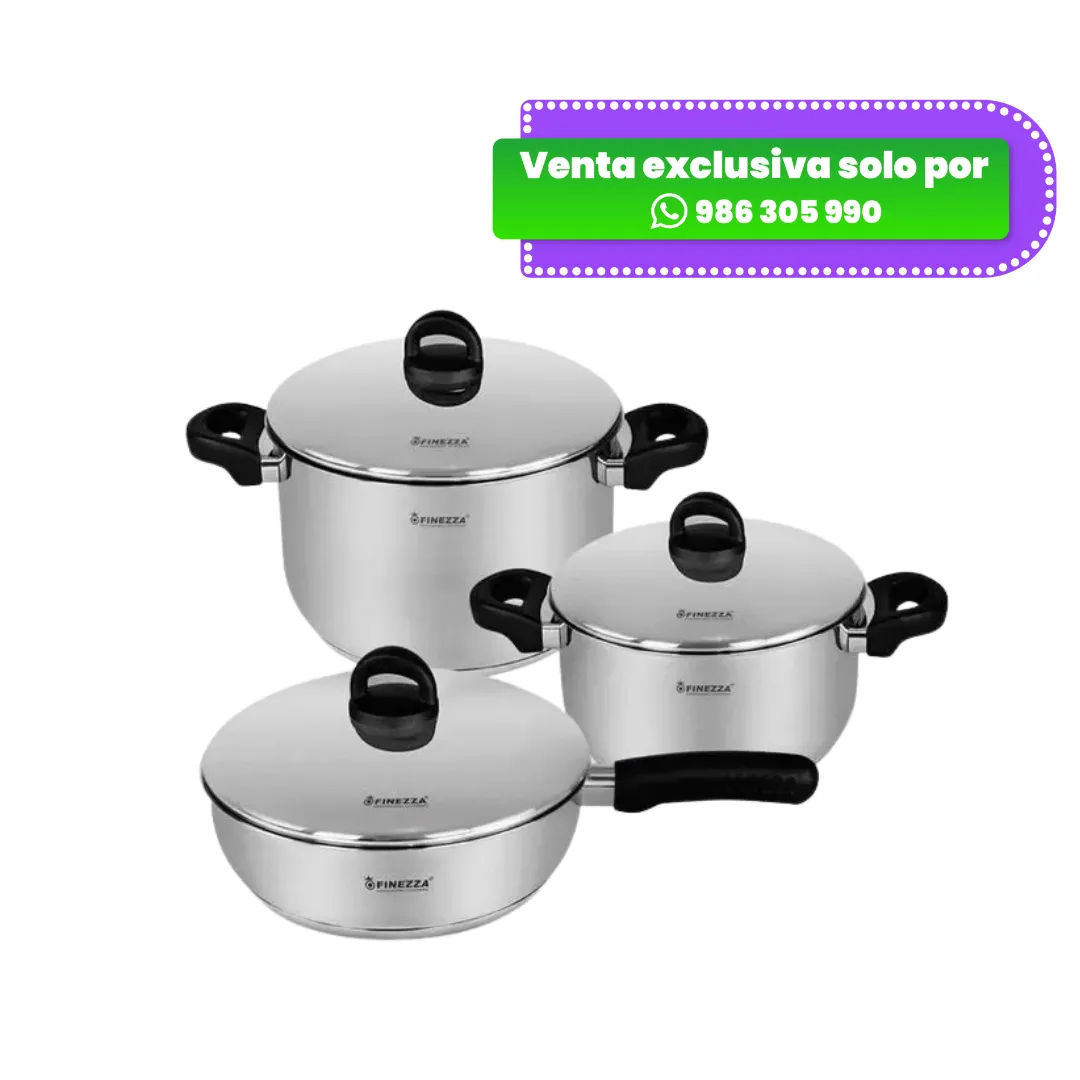 Juego de Ollas FINEZZA de Acero Inoxidable de 6 Piezas FZ-1048TS