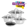 Juego de Ollas FINEZZA de Acero Inoxidable de 8 Piezas FZ-972AE-IN