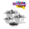 Juego de Ollas FINEZZA de Acero Inoxidable de 8 Piezas FZ-976AE-IN