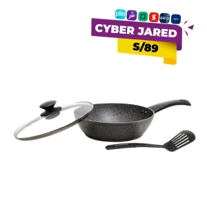 Sartén Wok FINEZZA Ultragranito Antiadherente de 24 cm Plateado FZ-W324TM