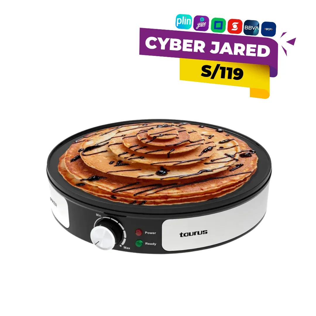 Crepera Eléctrica Taurus Antiadherente con Accesorios para Crepas (30 cm)
