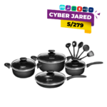Juego de Ollas Antiadherentes Finezza de 13 Piezas con Utensilios - Negro (FZ1658T-N)