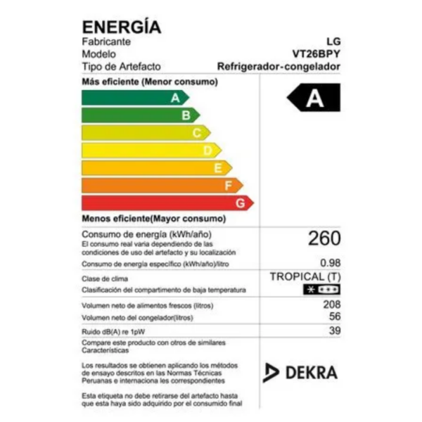 Refrigeradora LG VT26BPY de 264 Litros: Características y Precio - Imagen 3