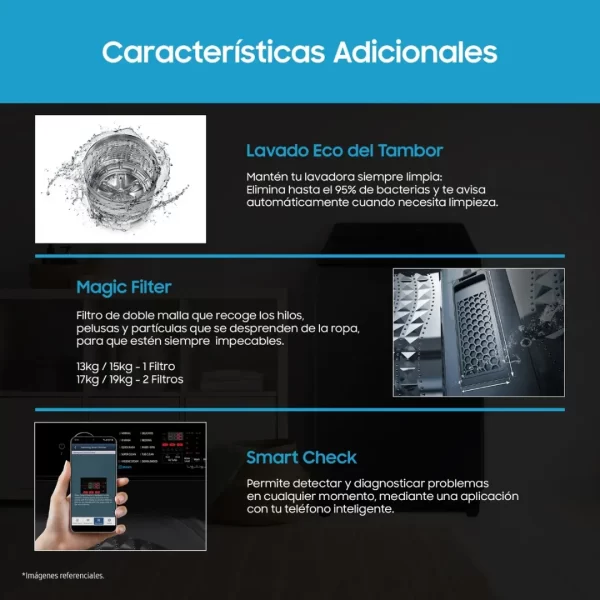 Lavadora Samsung 13kg Inverter Gris WA40F13E4CPE - Imagen 4