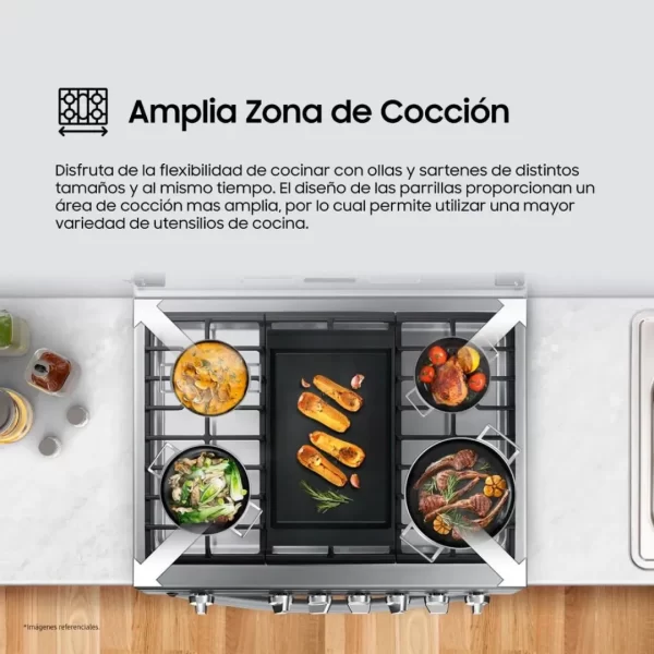 Cocina a Gas Samsung 6 Hornillas NX52T5311PS/PE: Potencia y Capacidad para tu Hogar - Imagen 5