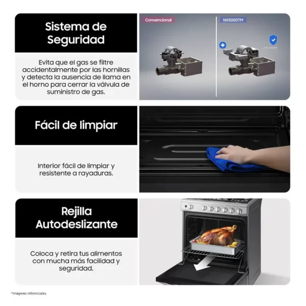 Cocina a Gas Samsung NX52T7322PS/PE 5 Hornillas Mirror Look - Imagen 17