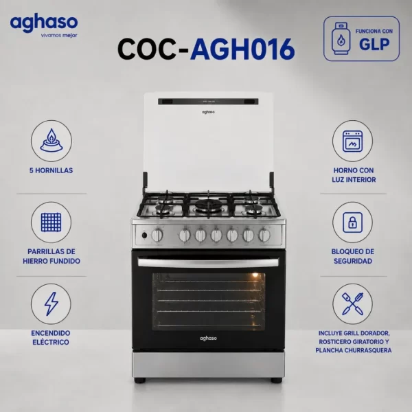 Cocina Profesional Aghaso COC-AGH016 GLP: Potencia y Versatilidad para tu Hogar - Imagen 2