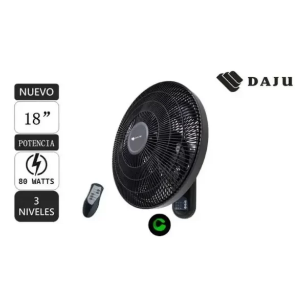 Ventilador de Pared de 18" con Control Remoto Daju DT-186 - Imagen 3