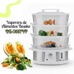 Vaporera de Alimentos Bossko de 3 Niveles con Temporizador - Blanca/Acero (BK-0557VP) - Imagen 4