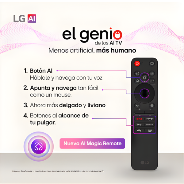 Control Remoto LG Magic Remote 2025 (MR25GA) – El Mando Inteligente con IA - Imagen 4