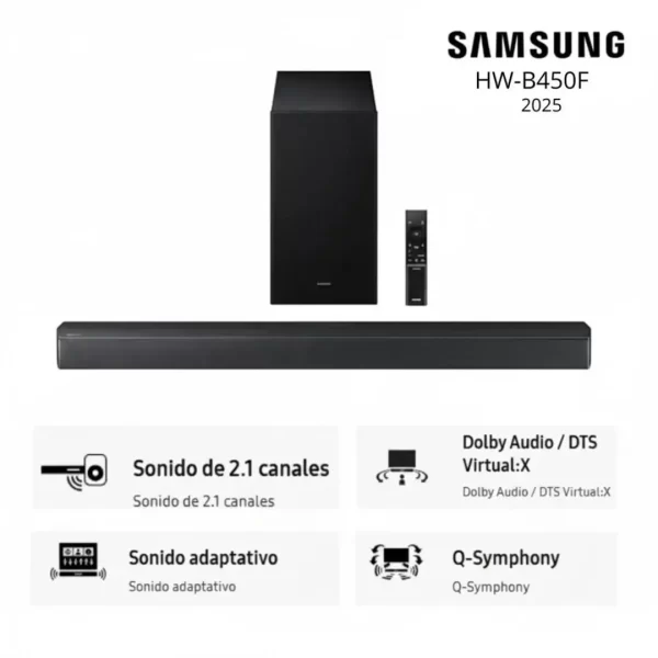 Soundbar Samsung Serie B 2.1 Canales B450F (2025) – Color Black - Imagen 3