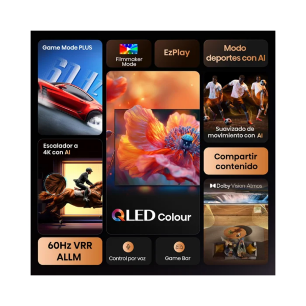 Televisor Smart TV Hisense 55" QLED 4K con Escalador AI y Dolby Vision Atmos (55Q6QV) - Imagen 12