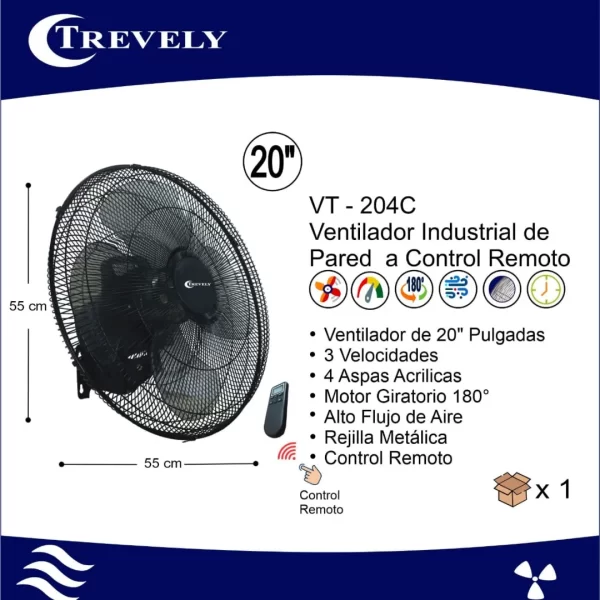 Ventilador Industrial Trevely VT-204C: Potencia y Control Remoto - Imagen 2