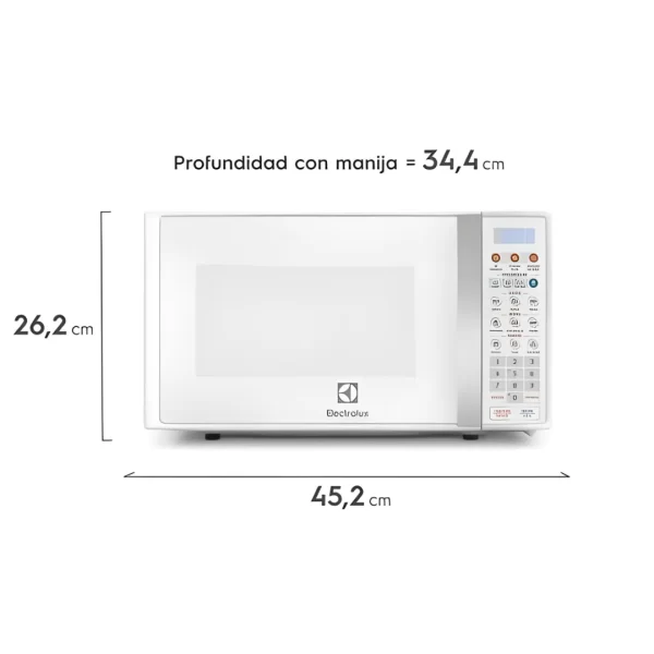 Microondas Electrolux de 17 Litros con Panel Digital y Menús Automáticos - Blanco (EMDO17S2GSRUW) - Imagen 2